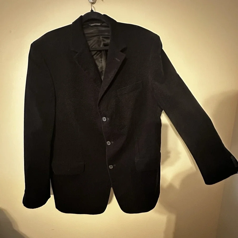 Banana Republic Black Mens Sports‎ Coat Curdoroy Blazer Pockets Size 44R *READ*
